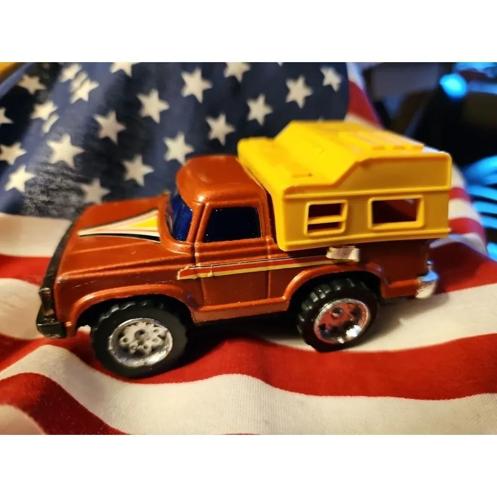 Vintage Arco Ford Truck w/ Camper Shell Friction Toy Pull-Back WORKS‎